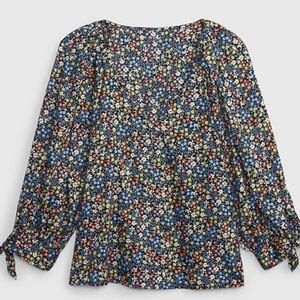Women’s Gap Floral Balloon Sleeve V Neck Top- Size Small